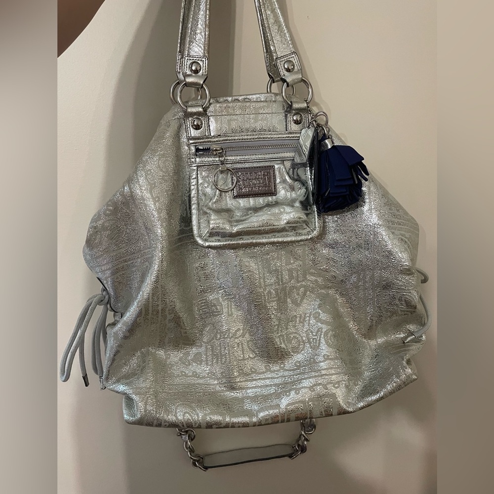 Coach Poppy 2010 Silver Spotlight Metallic Y2K Limited Edition Handbag XL